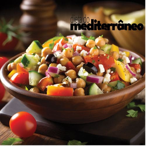 imagem deslumbrante de close up de uma salada de grão de bico; prato da dieta mediterrânea